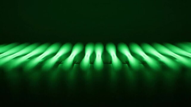 Illuminating Green Parallel Lines: A Captivating Abstract Visual Experience with dynamic light and