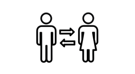 Isolated symbol representing human gender exchange, man and woman interaction concept