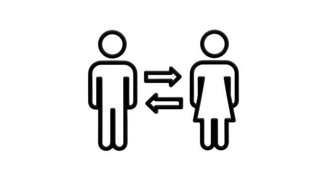 Isolated symbol representing human gender exchange, man and woman interaction concept
