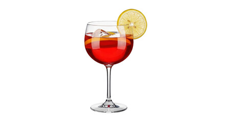 Isolated Aperol Spritz in a glass with lemon slice, refreshing Italian summer cocktail