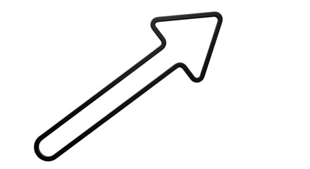 Isolated black arrow pointing up into upper right direction indicating choices signpost