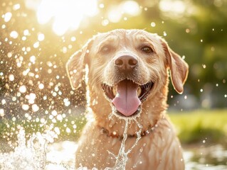 Happy dog playing in water (1)