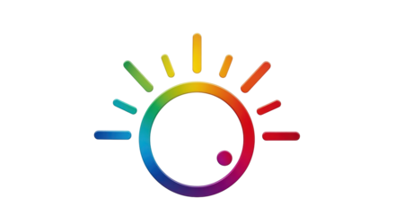 Isolated creative color wheel logo design symbolizing innovation and solution finding