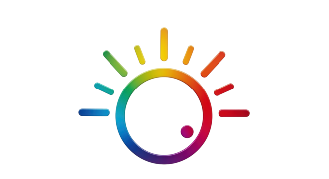 Isolated creative color wheel logo design symbolizing innovation and solution finding