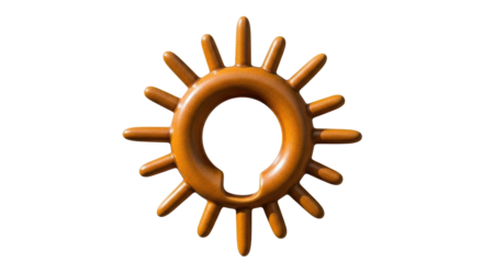 Isolated stylized sun shape with radial pattern, abstract solar concept, golden hue design