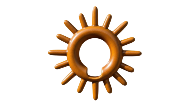 Isolated stylized sun shape with radial pattern, abstract solar concept, golden hue design