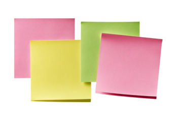 Three colorful sticky notes layered