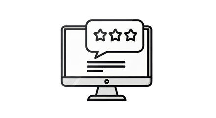 Isolated Customer Feedback Monitor, Review with Stars, Positive Testimonial, Satisfaction