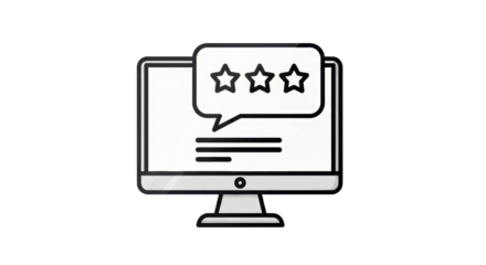 Isolated Customer Feedback Monitor, Review with Stars, Positive Testimonial, Satisfaction