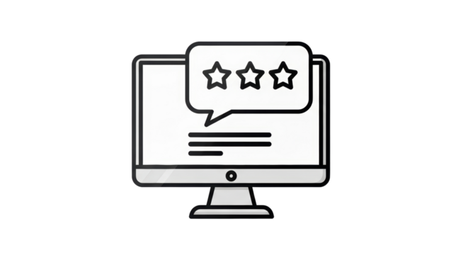 Isolated Customer Feedback Monitor, Review with Stars, Positive Testimonial, Satisfaction