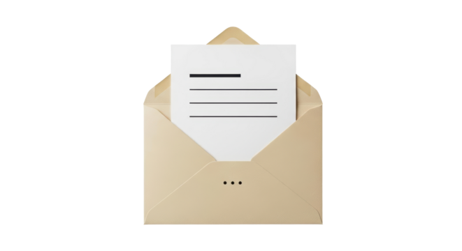 Isolated stationery item, cream-colored envelope and paper with text for design mockups