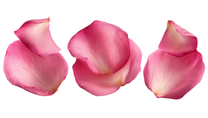 Three delicate pink rose petals, close-up