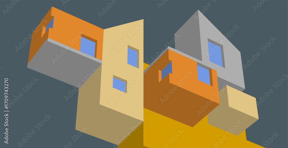Poster abstract architecture concept building 3d