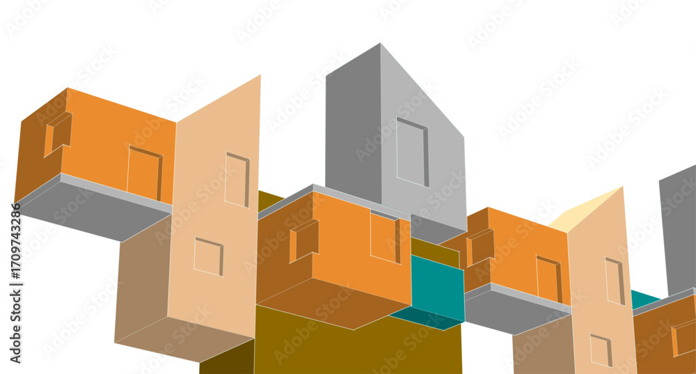Poster abstract architecture concept building 3d