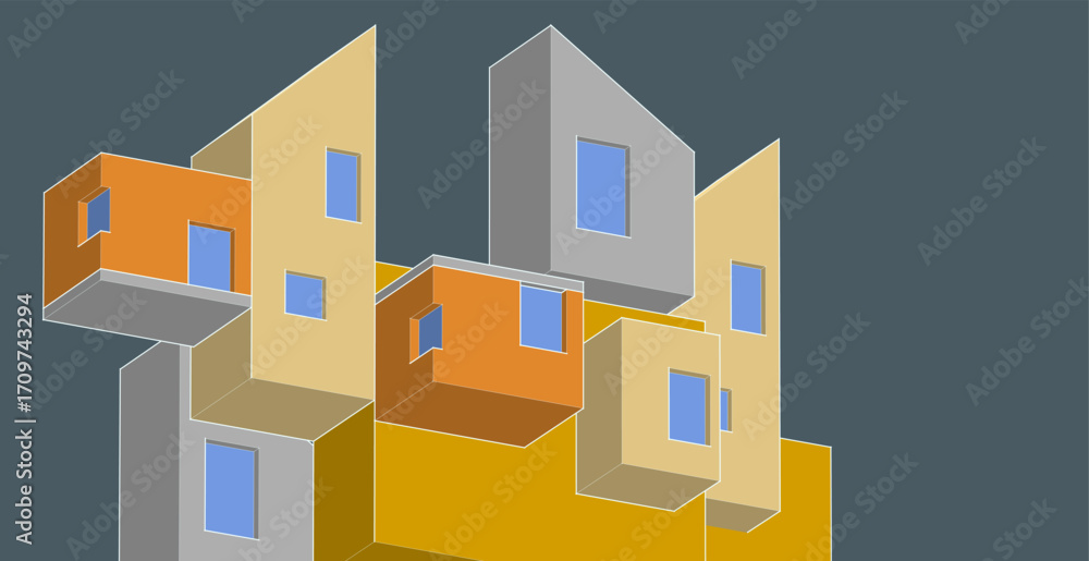 Poster abstract architecture concept building 3d