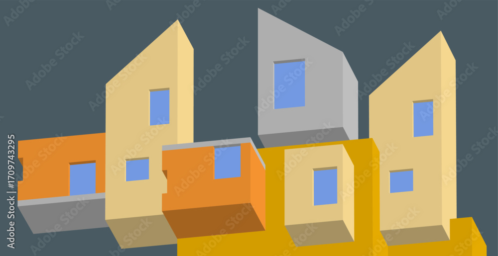 Poster abstract architecture concept building 3d