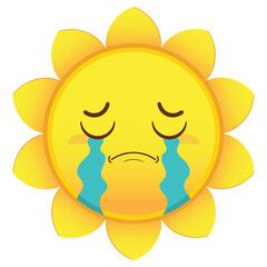 sun crying face cartoon cute