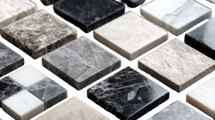 Close-up view of square marble tiles