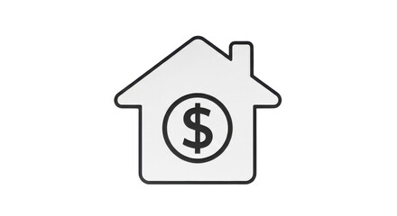 Isolated house with dollar sign in the center is ideal for real estate or mortgage apps