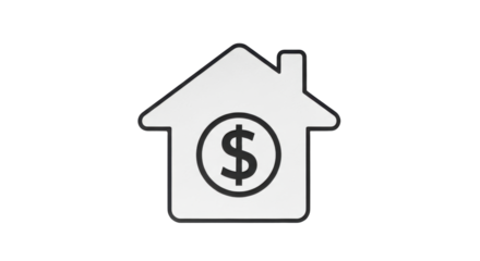 Isolated house with dollar sign in the center is ideal for real estate or mortgage apps