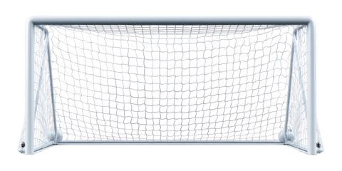 Gray soccer goal with net