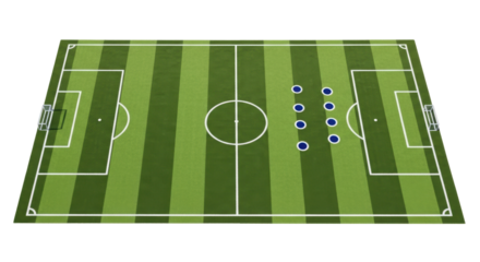 Isolated Soccer Field Formation 4-4-2, Football Pitch, Green Grass, 4 Defenses, Sport Strategy