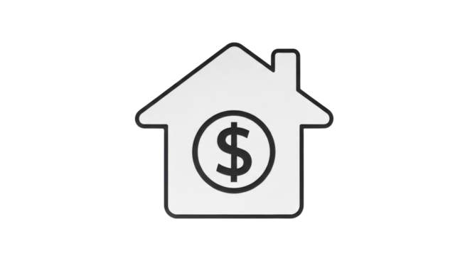 Isolated house with dollar sign in the center is ideal for real estate or mortgage apps
