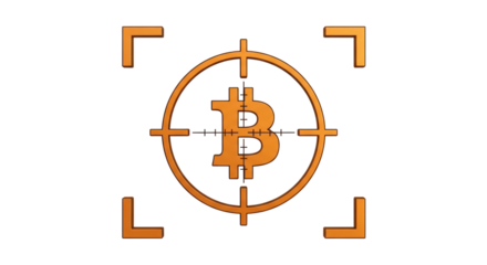 Isolated cryptocurrency focus showing Bitcoin being targeted as part of a new system