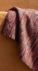 Woven Textile, Intricate Pattern, Warm Hues, Artisan Craft