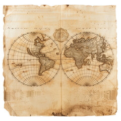 Obraz premium Antique world map showing the continents on aged parchment background