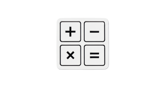 Isolated Calculator Math Buttons Plus Minus Multiply Equals Operations Symbols Calculation