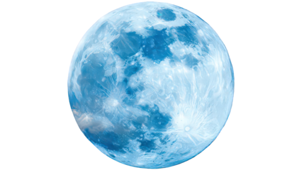 Blue Full Moon in Night Sky