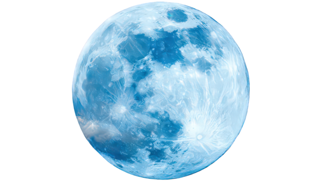 Blue Full Moon in Night Sky