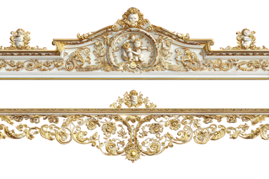 Ornate Gold and White Decorative Molding Set