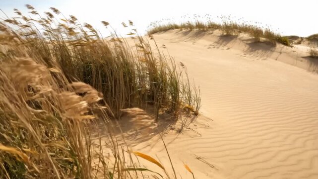 Wind Tunnel of Reeds Forms Striped Parallax Depth