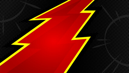pop art Blank comic cartoon black background with red color thunder lightning. empty dialog background thunder lightning. Comic background cartoon style