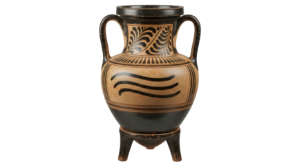 Isolated ancient Greek Amphora vase, a beautiful art object with intricate designs