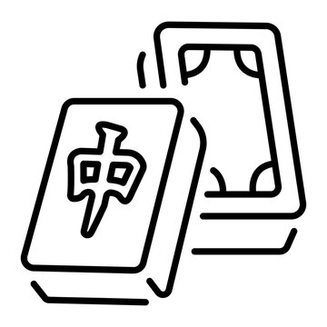 An outline style icon representing mahjong tiles
