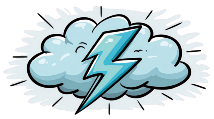 Blue Lightning Bolt in a Cartoon Cloud