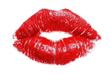 Close Up Red Lipstick Kiss Print
