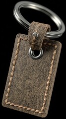 Rustic leather keychain tag