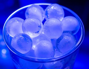 Blue orbs in glass bowl