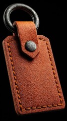 Rustic brown leather key fob