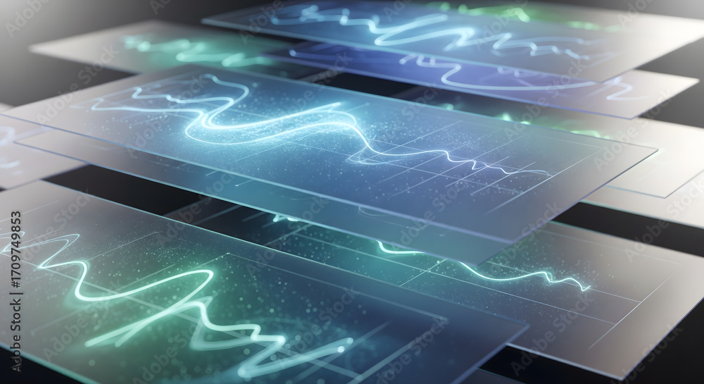Poster an abstract data analysis with glowing graphs