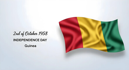 Fototapeta premium Guinea Happy Independence Day with waving National Flag, October 2, 1958