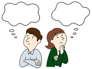 悩む男女のイラスト