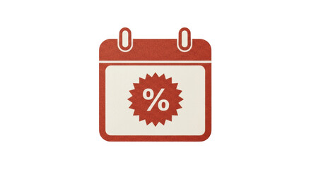 Isolated Discount Calendar Icon, Percentage, Deal, Event, Time, Holiday, Special Offer