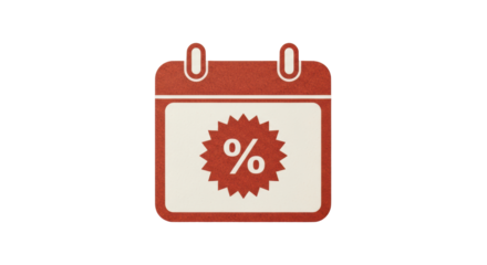 Isolated Discount Calendar Icon, Percentage, Deal, Event, Time, Holiday, Special Offer