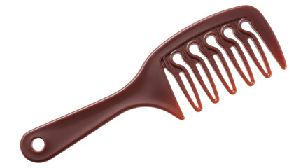 Isolated styling comb of brown color for salon, hairdresser, beauty or hair product usage