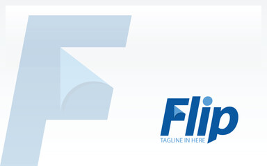Word mark logo icon formed flip symbol in letter f with blue color